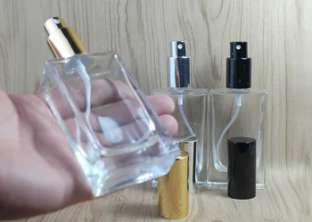 2 елемента 50 мл Празни парфюм за Еднократна Употреба Бутилка стъклен Правоъгълник Преносим Спрей Прозрачен Спрей Бутилка Аромати Контейнер Дама за Пътуване