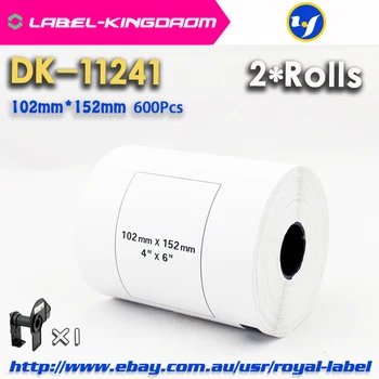2 Ролка за зареждане с гориво, Съвместими DK-11241, Издател на 102 мм * 152 мм, 200 бр., Съвместими за принтери Brother, Бяла хартия, DK-1241