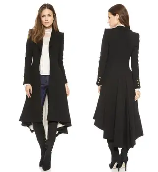 2019 Пролет-есен и зимно палто, женски костюм с отложным яка, маншети и копчета, построен във формата на Ласточкиного на опашката, дамско палто, размер плюс S-5XL
