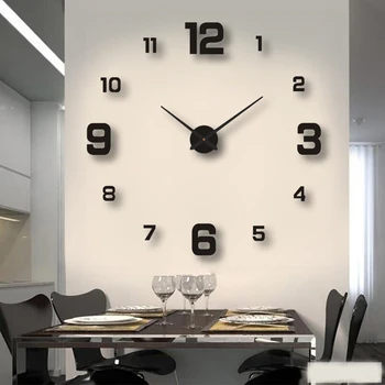 2022 Модерен Дизайн, Големи Стенни Часовници 3D САМ Кварцов Часовник Модни Часовници Акрилни Огледално Етикети Хол Начало Декор Horloge
