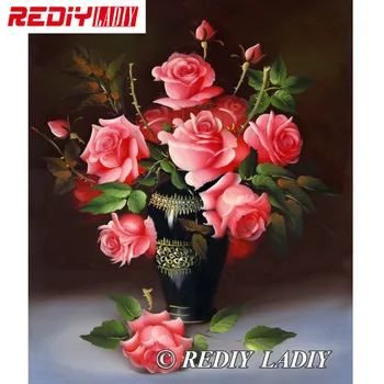 30x35,5 см Точни Печатни Кристални Мъниста Комплекти За Бродерия Червена Роза Във Ръкоделие САМ Бродерия с Мъниста кръстат бод APT504