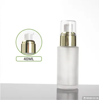 40 ml matte/зелена/синя стъклена бутилка златен помпа прозрачен капак за серум/лосион /емулсия /основи на козметична опаковка за грижа за кожата