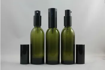 50 бр. на едро, 60 мл, светло зелено кръгла бутилка за лосион, стъклена козметична опаковка обем 60 мл, 2 мл, стъклени козметични бутилка за течности