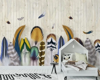 beibehang Потребителски тапети papel de pared Модерен минималистичен цвят перо дървена дъска фон стенно украшение 3d тапети