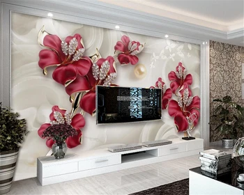 Beibehang Потребителски тапети за стените, 3d Луксозни бижута цвете Фреска, 3d Тапети papel de parede para quarto 3d тапети на стенописите