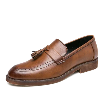 DAFENP/ Лидер на продажбите, Мъжки Кожени обувки, Мъжки ежедневни кожени обувки с ресни, Удобен модел обувки, бизнес обувки, обувки за Сватба 38-47