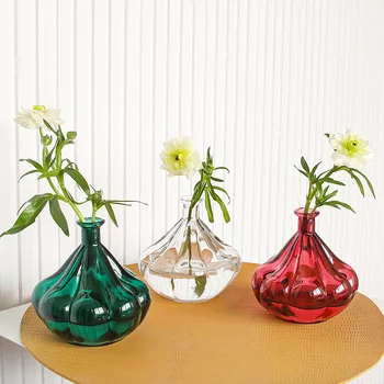 Nordic ins малка прясна оребрена стъклена ваза гидропонная договореност сухоцветные художествени декорации за дома работния плот