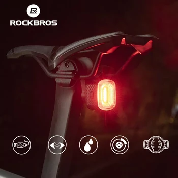ROCKBROS Велосипеден Задна Светлина Интелигентен Автоматичен Спирачка С USB Сензор Велосипеден Фенер IPX6 Led Задна Светлина МТБ Пътни Акумулаторни Велосипедни Аксесоари