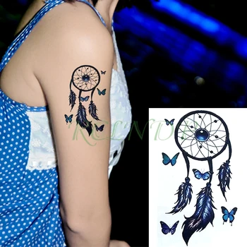 Водоустойчив Временна Татуировка Стикер цвят Ловец на сънища перо пеперуда Стил Фалшиви Татуировки Флаш боди арт Татуировка На Мъжете Жените