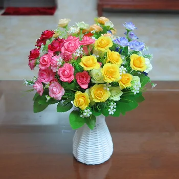 Декорация на дома това е една роза на изкуствени цветя, моделиране букет копринени цветя хол със закрит маса украса