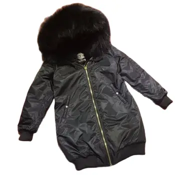 Дългата Черна ежедневни зимни дрехи-бомбер, водоустойчив черно палто с подплата от изкуствена кожа за г-н и г-жа