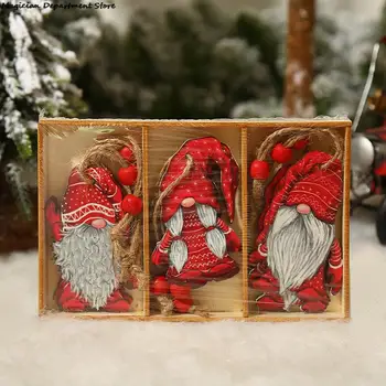 Дядо Коледа Дървена Списък Джудже Goblin Сладък Класически Червено Каре Фея Креативна Коледно Дърво Висулка Сладък Мини Декор На Домашен Закрит