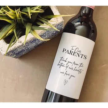 Изработена по поръчка на Етикета на Сватбена Вино с Благодарност на Родителите, Етикети За Бутилки Вино, Персонализиран Сватбен Подарък, Вино, Етикет, Подарък За Планиране на Сватба