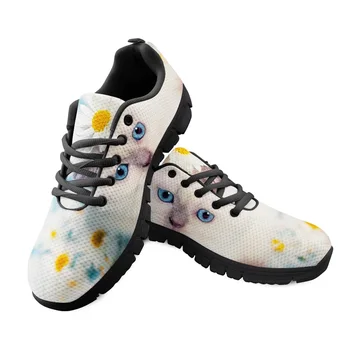 Индивидуални Дамски обувки За Отдих с 3D Принтом, Ярки рисунки на Котки, Ежедневни Маратонки Дантела За Момичета, Дишаща Пролетно Обувки на плоска подметка