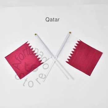Катар 14*21 см флаг Банер ръка вълни Национален флаг Декорация на Дома флаг банер