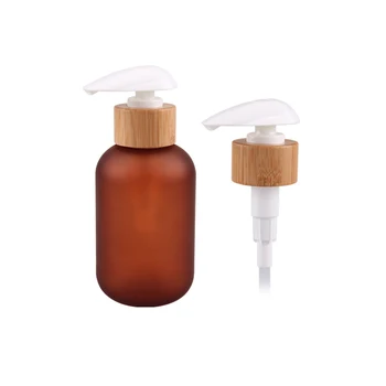 козметична опаковка от 60 мл 2 мл Matte Янтарна пластмасова бутилка от шампоан за домашни любимци с бамбук Капачки за Дозатор за Мъгла