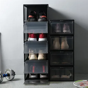 Кутии За Съхранение На Обувки Удебелена Пылезащитная Обувки Удебелена Пластмасова Кутия За Обувки Комбинираната Прозрачни Сгъваеми Кутии За Шкафове За Обувки