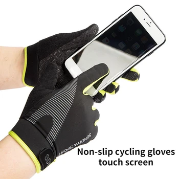 Мини Велосипедни Ръкавици Със Сензорен Екран, Велосипедни Ръкавици, Спортни Противоударные Мтб Пътни Дишащи Велосипедни Ръкавици с Пълна Пръст за Мъже И Жени