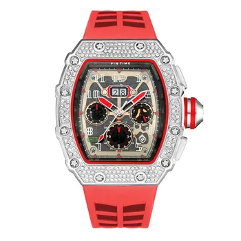 Модни луксозни мъжки часовници със силиконови шестиконечными кварцевыми часовник с кристали