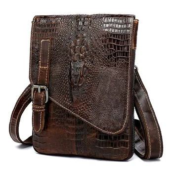 Мъжка чанта през рамо с шарките на алигатор, кожена ежедневна чанта, богат на функции поясная чанта, поясная чанта за мобилен телефон, мъжки поясная чанта