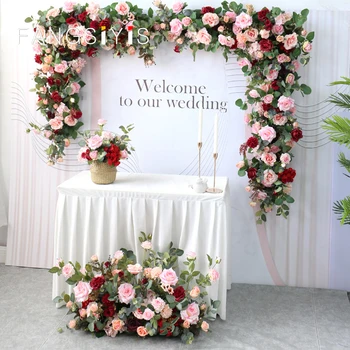 Направи си САМ изкуствена розова роза редица сватбена арка на фона на монтиране на украса декорация на дома, цветна топка подпори за фотосесия договореност