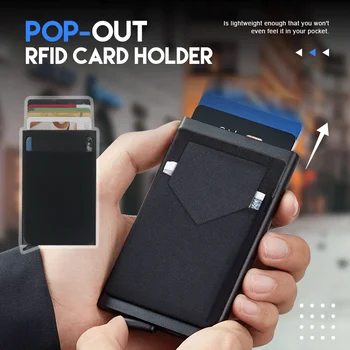 Прибиращ RFID-Държач За Карти Тънък Алуминиев Портфейл Еластичната Задна част на Чантата ID на Притежателя на Кредитната Карта Заключване Защита за Пътуване ID Държач За Карти