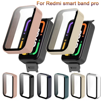 Стъкло + Калъф За Redmi smart band pro Аксесоари за умни часа PC универсален броня + Защитно фолио За екран За Redmi Smart band pro Калъф