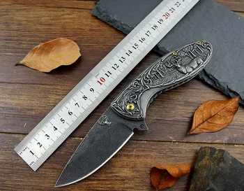 Тактически Сгъваем нож с Острие - Stonewash 3d Коллекционный Нож с гравиран Елен