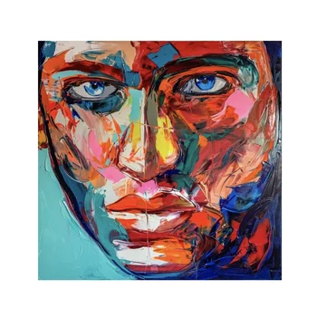 Франсоаз Нилли Ръчно Рисувани Човек Лицето Живопис с маслени Бои върху Платно За Хола Портретна Живопис, Съвременно Изкуство, Без Рамка Fedex