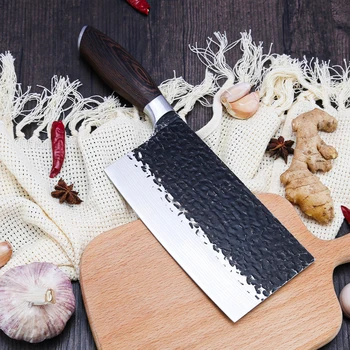 Японска Секира Нож Кухненски Ножове Супер Остри 7 Инча За Нарязване на зеленчуци И Птици Незалепващо Нож с Дървена Дръжка Xyj Нож