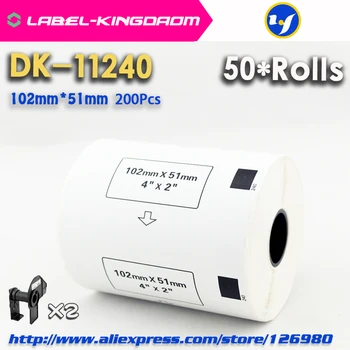 50 Роли за зареждане Съвместими DK-11240 Етикети 102 мм * 51 мм 600 бр. Съвместими за принтери Brother QL-1050/1060 Бяла Хартия DK1240