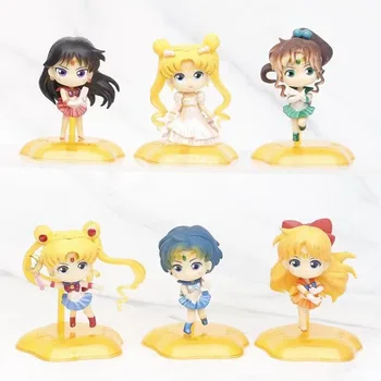 6 броя Sailor Moon Цукино Усаги Хино Рей Филми Makoto Аниме Фигурка PVC играчки Колекция фигурки за приятелите на подаръци