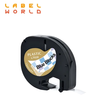 Label World LT 12 мм * 4 м пластмасов термоэтикетка LT030 Съвместима лента Dymo Letratag за LT-100H LT-100Т blueblocks