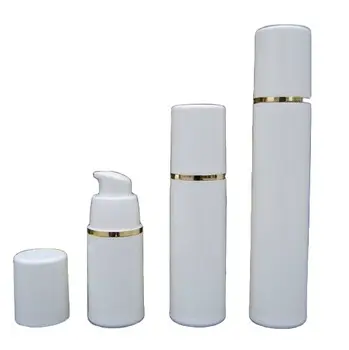 бутилка лосион вакуум помпа 50ml бяла безвоздушная с линията на злато използвана за козметични контейнер