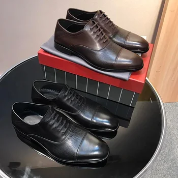 луксозна качествена обувки с кожени лоферами с удължен чучур, безплатна доставка, Дизайнерски мъжки обувки на кожена подметка