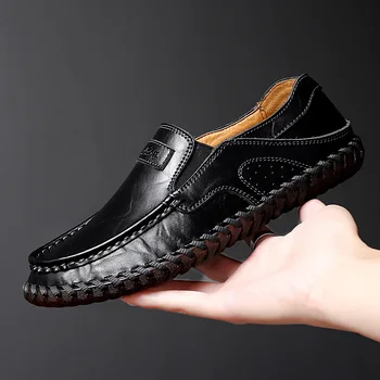 Мъжки Лоферы Ежедневни Дишащи Обувки за Шофиране от Естествена Кожа, Ръчна изработка, Удобни Работни Zapatos Hombre