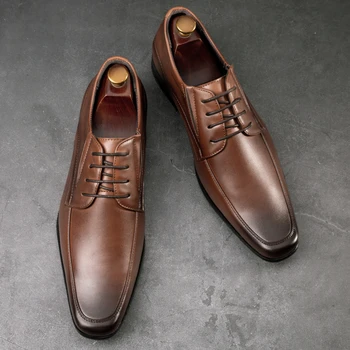 Нови Мъжки Модел обувки, Кожени Луксозни Модерни Сватбени Обувки За Булката, Мъжки Луксозни Oxfords в италиански Стил, Големи Размери 48
